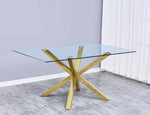 Beverley Clear Glass/Gold Metal Dining Table