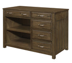 Blanche Brown Gray Wood 4-Drawer Credenza with Hutch