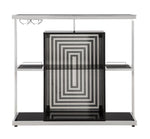 Braylen Glossy Black Wood/Chrome Metal Bar Unit