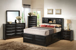 Briana Black Wood 2-Drawer Nightstand with Pull-Out Tray