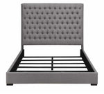 Camille Grey Fabric Cal King Bed with Extra Tall Headboard