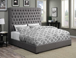 Camille Grey Fabric Cal King Bed with Extra Tall Headboard