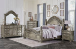 Catalonia Platinum Gold Wood Queen Bed