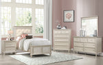 Celandine Off-White Faux Leather/Silver Wood Twin Bed