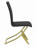 Chantar 4 Black Leatherette/Brass Metal Side Chairs