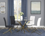 Chantar 4 Black Leatherette/Brass Metal Side Chairs