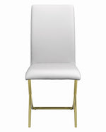 Chantar 4 White Leatherette/Brass Metal Side Chairs