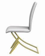 Chantar 4 White Leatherette/Brass Metal Side Chairs