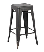 Clelia 2 Distressed Black Metal Bar Stools