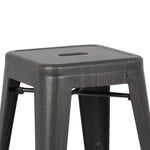 Clelia 2 Distressed Black Metal Bar Stools