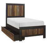 Cooper Multi-Tone Wire Brushed Finishes Wood Twin Bed