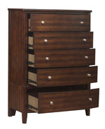 Cotterill Dark Cherry Wood 5-Drawer Chest