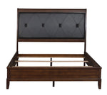 Cotterill Dark Cherry Wood/Black Faux Leather Queen Bed