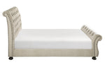 Crofton Beige Fabric Button Tufted Full Bed