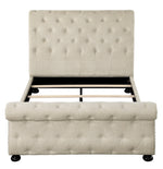 Crofton Beige Fabric Button Tufted Full Bed