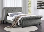 Crofton Gray Fabric Button Tufted Full Bed