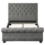 Crofton Gray Fabric Button Tufted King Bed