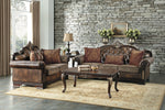 Croydon Brown Vinyl/Fabric Tufted Sofa