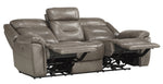 Danio Brownish Gray Leather Power Recliner Sofa