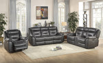 Danio Dark Gray Leather Power Recliner Sofa