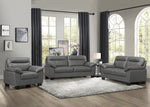 Denizen Modern Dark Gray Leather 2-Seat Sofa