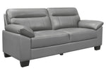 Denizen Modern Gray Leather 2-Seat Sofa