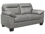 Denizen Modern Gray Leather Loveseat