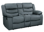 Discus Gray Manual Recliner Loveseat with Console