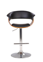 Eloisa Walnut/Black PU Leather Swivel Barstool