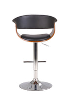 Eloisa Walnut/Black PU Leather Swivel Barstool