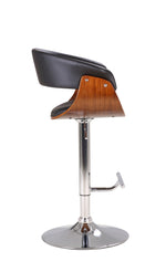 Eloisa Walnut/Black PU Leather Swivel Barstool