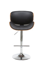 Emilia Walnut/Black PU Leather Swivel Bar Stool