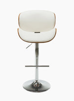 Emilia Walnut/White PU Leather Swivel Bar Stool