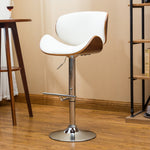 Emilia Walnut/White PU Leather Swivel Bar Stool