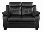 Finley Black Leatherette Loveseat