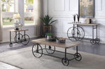 Francie Oak & Antique Gray Metal/Wood Coffee Table with Shelf