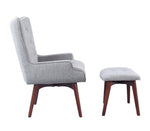 Garaile Grey Linen-Like Fabric Accent Chair with Ottoman