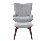 Garaile Grey Linen-Like Fabric Accent Chair with Ottoman