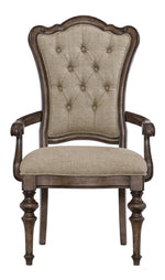 Heath Court 2 Brown Fabric/Brown Oak Wood Arm Chairs