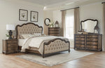 Heath Court Brown Fabric/Oak Wood Cal King Bed