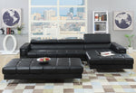 Ileana Black Bonded Leather RAF Sectional Sofa