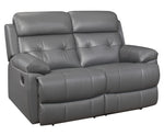 Lambent Dark Gray Leather Manual Recliner Loveseat