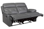 Lambent Dark Gray Leather Manual Recliner Loveseat