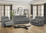 Lambent Dark Gray Leather Manual Recliner Sofa