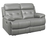 Lambent Gray Leather Manual Recliner Loveseat