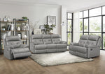 Lambent Gray Leather Manual Recliner Sofa