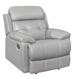 Lambent Silver-Gray Leather Manual Recliner