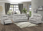 Lambent Silver-Gray Leather Manual Recliner Sofa