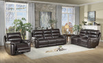 Lance Brown Leather Power Recliner Loveseat w/Console