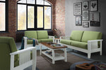 Lavena Green Fabric/White Wood 2-Seat Sofa